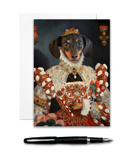 Queen Dixie Dachshund Card - blank - 5x7