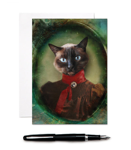Young Lady of Shetland - blank card- Siamese Cat - 5x7