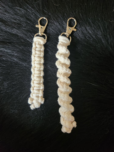 Macrame clips/key chains - white collection