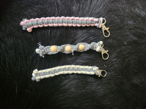 Macrame clips/key chains - grey collection