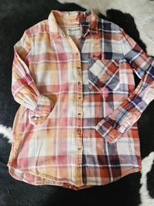 Distressed Flannel - 2 tone Plaid - Women's Size Medium