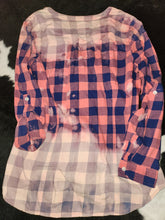 Distressed Flannel - Navy/Coral Plaid - Women's Size Medium