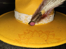 Sunflower burned wide brim hat