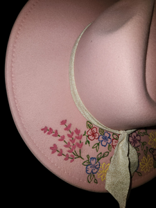 Wildflower Belle - painted floral pink hat