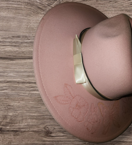 Pink Butterfly Floral - burned hat