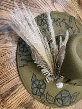 Olive Green Hat - Mountain, Floral and Horse