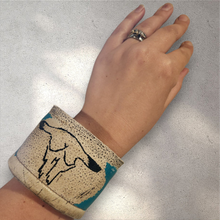 hand painted leather cuff - bull skull