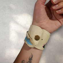 hand painted leather cuff - cactus