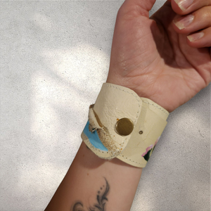hand painted leather cuff - cactus