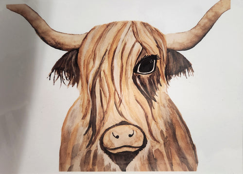 Watercolor Highland Cow