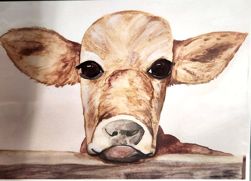 Watercolor Cow Print