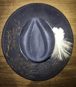 Navy Hat with guitar and florals