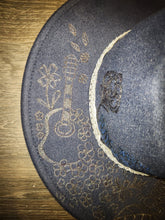 Navy Hat with guitar and florals