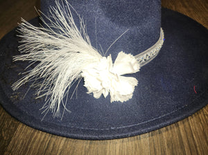 Navy Hat with guitar and florals
