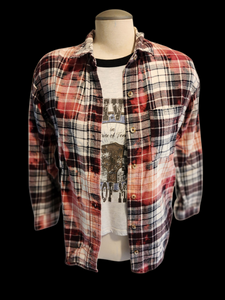 Maroon Distressed Flannel - size small