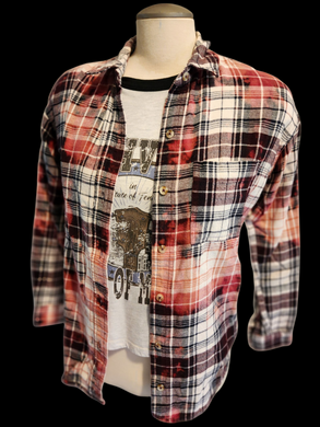 Maroon Distressed Flannel - size small