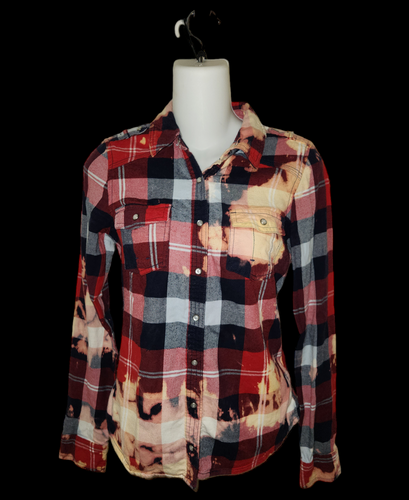 Distressed Flannel - Red. Blue. White. Women's. American Eagle. Size X-Small