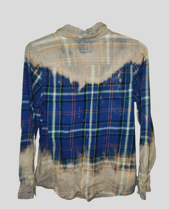 Distressed Flannel - Blue Plaid - Women's Size Small