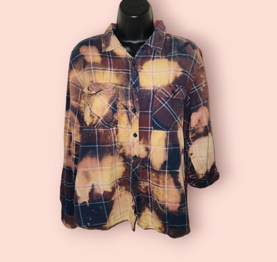 Distressed Flannel - Purples Plaid - Women's Size Medium