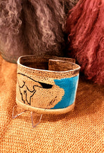 hand painted leather cuff - bull skull