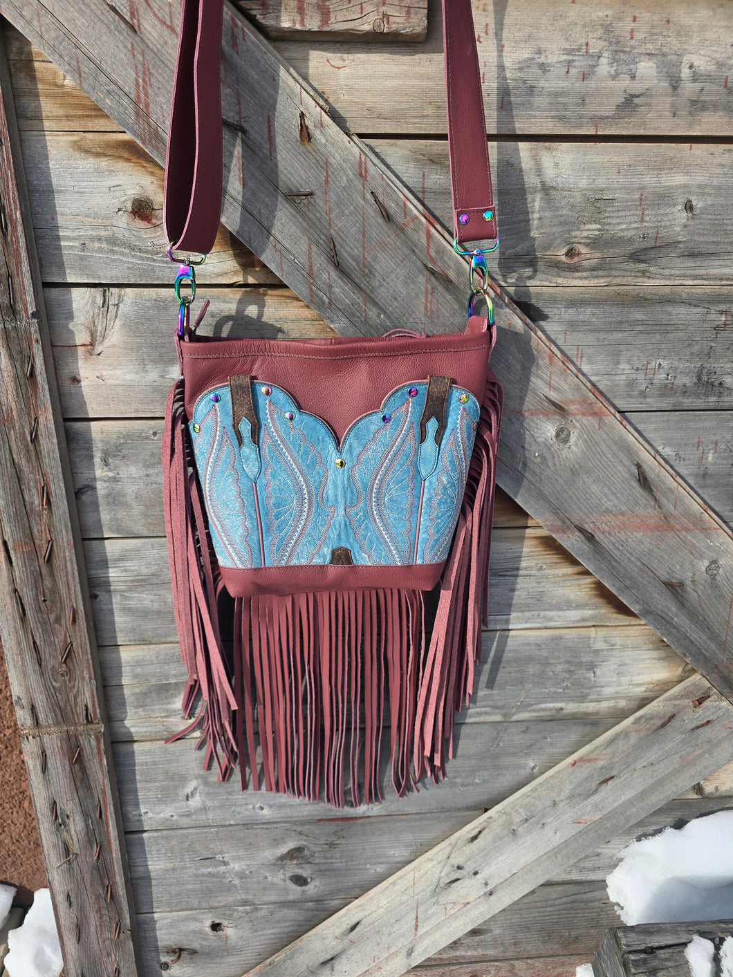 Rose and Turquoise Boot Bag