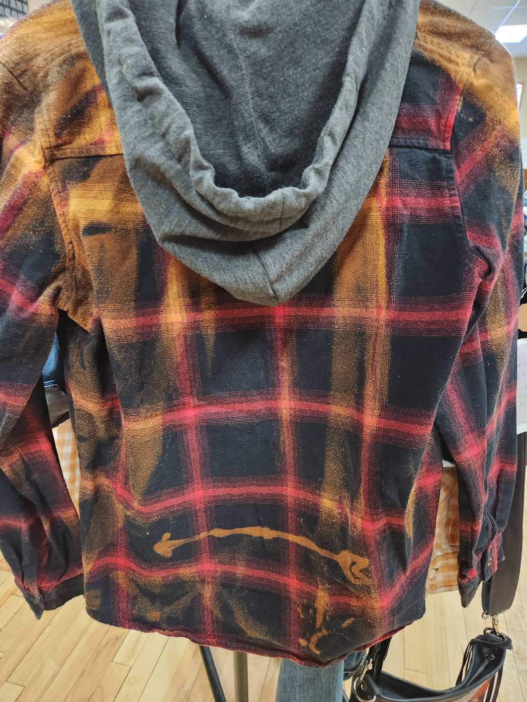 Red and Black plaid - distressed flannel (adult small)