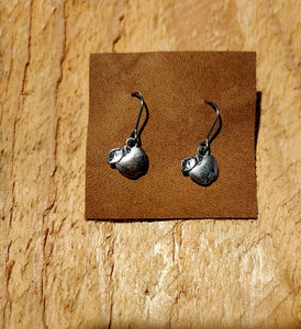 Antique Silver Tone apple earrings