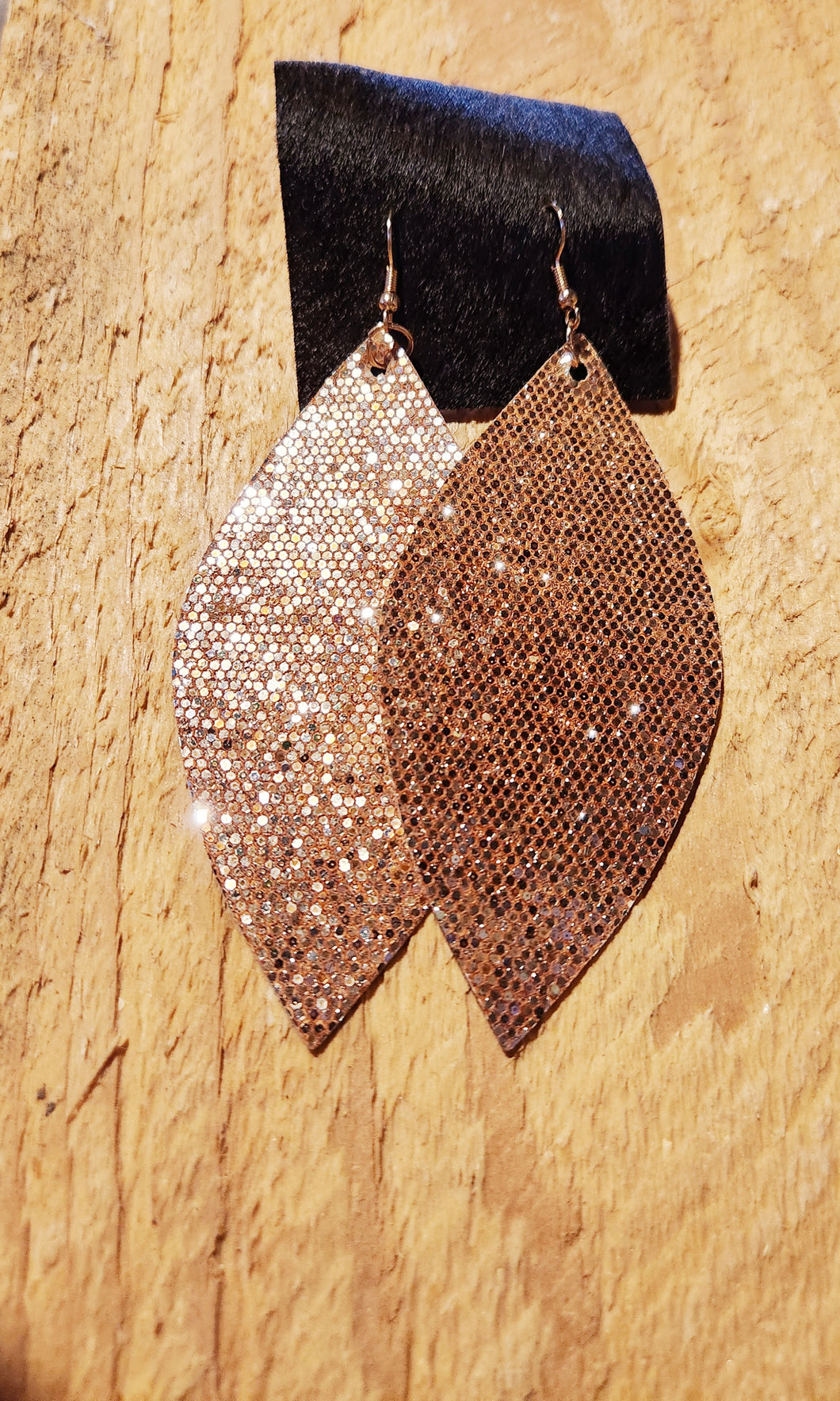 Imitation Leather Pendants - Rose Gold Glitter