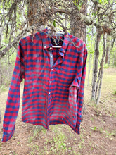 Distressed plaid up-cycled with The Rolling Stones - (size medium)