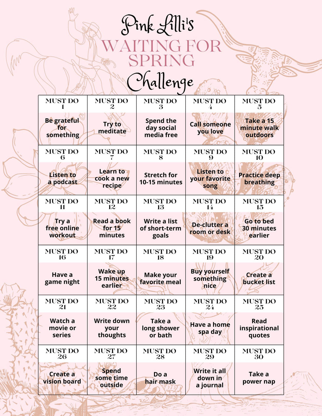 Waiting For Spring 30 Day Self Care Challenge!